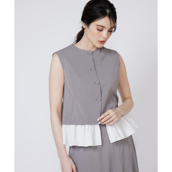 マーリエ ル カセット（Maglie le cassetto）/《大きいサイズ》異素材ドッキングジレ