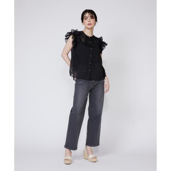 マーリエ ル カセット（Maglie le cassetto）/《大きいサイズ》シアーフリルブラウス