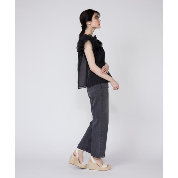 マーリエ ル カセット（Maglie le cassetto）/《大きいサイズ》シアーフリルブラウス