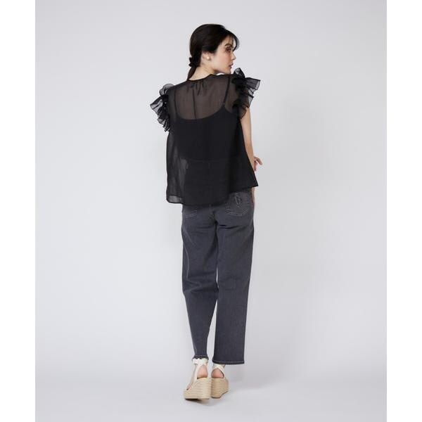 マーリエ ル カセット（Maglie le cassetto）/《大きいサイズ》シアーフリルブラウス