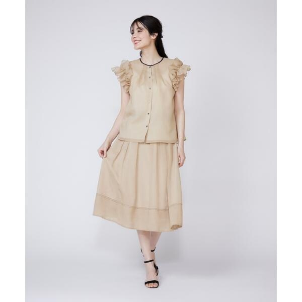 マーリエ ル カセット（Maglie le cassetto）/《大きいサイズ》シアーフリルブラウス