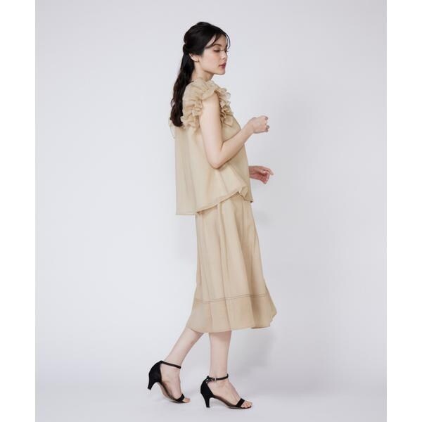 マーリエ ル カセット（Maglie le cassetto）/《大きいサイズ》シアーフリルブラウス