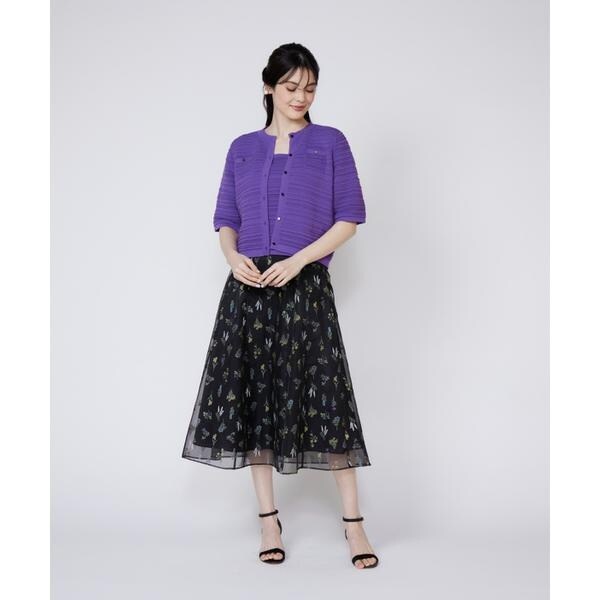 マーリエ ル カセット（Maglie le cassetto）/《大きいサイズ》ピンタック柄ニットジャケット