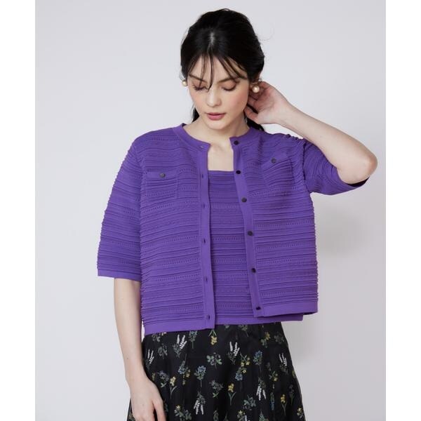 マーリエ ル カセット（Maglie le cassetto）/《大きいサイズ》ピンタック柄ニットジャケット