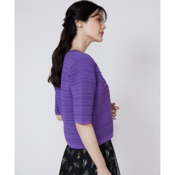 マーリエ ル カセット（Maglie le cassetto）/《大きいサイズ》ピンタック柄ニットジャケット