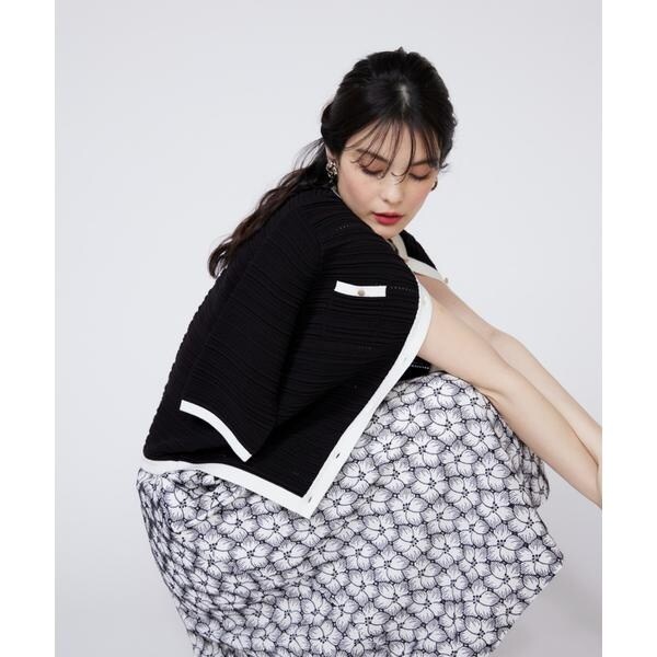 マーリエ ル カセット（Maglie le cassetto）/《大きいサイズ》ピンタック柄ニットジャケット