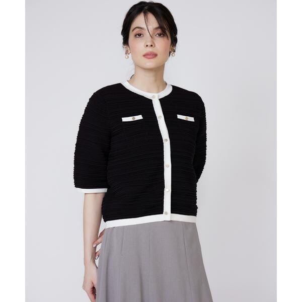 マーリエ ル カセット（Maglie le cassetto）/《大きいサイズ》ピンタック柄ニットジャケット