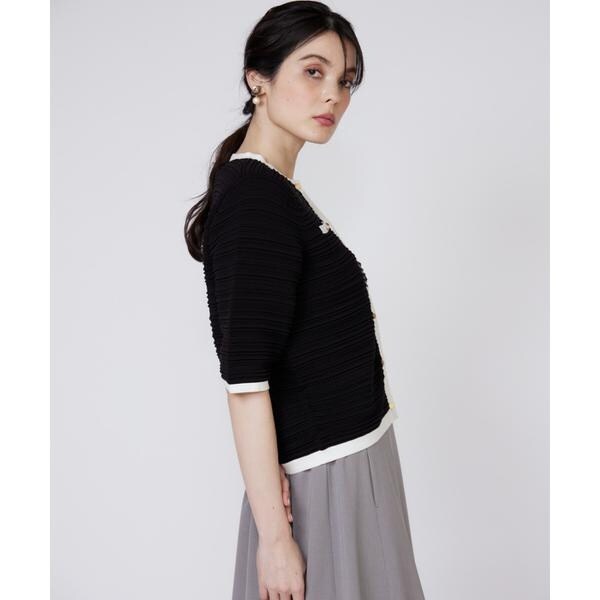 マーリエ ル カセット（Maglie le cassetto）/《大きいサイズ》ピンタック柄ニットジャケット