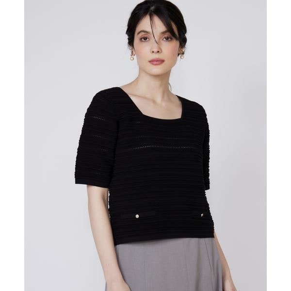 マーリエ ル カセット（Maglie le cassetto）/《大きいサイズ》ピンタック柄スクエアプルオーバー