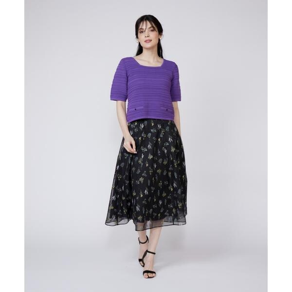 マーリエ ル カセット（Maglie le cassetto）/《大きいサイズ》ピンタック柄スクエアプルオーバー