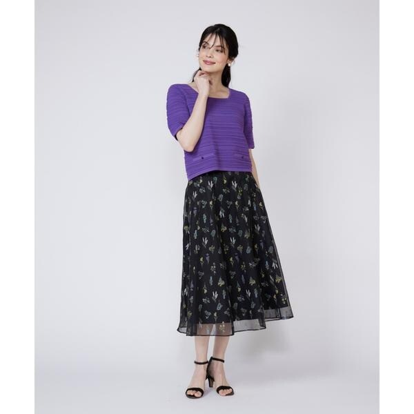 マーリエ ル カセット（Maglie le cassetto）/《大きいサイズ》ピンタック柄スクエアプルオーバー