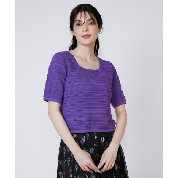 マーリエ ル カセット（Maglie le cassetto）/《大きいサイズ》ピンタック柄スクエアプルオーバー