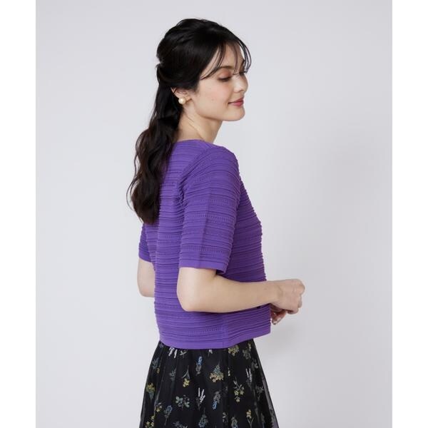 マーリエ ル カセット（Maglie le cassetto）/《大きいサイズ》ピンタック柄スクエアプルオーバー