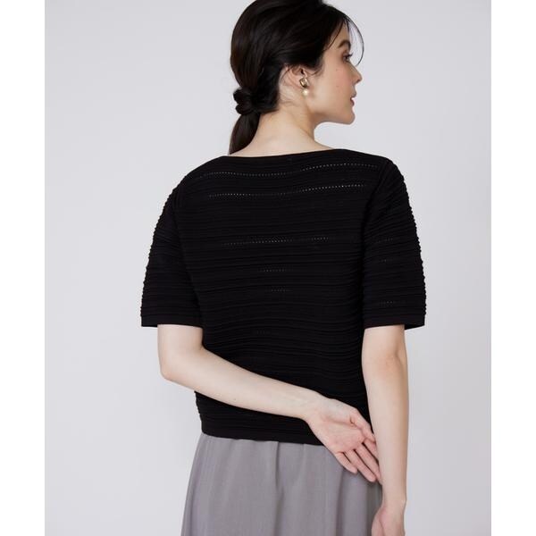 マーリエ ル カセット（Maglie le cassetto）/《大きいサイズ》ピンタック柄スクエアプルオーバー