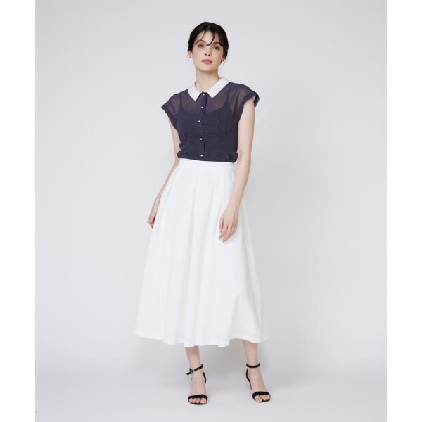 マーリエ ル カセット（Maglie le cassetto）/《大きいサイズ》衿配色シアードットブラウス