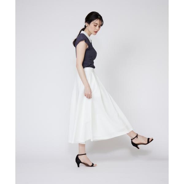 マーリエ ル カセット（Maglie le cassetto）/《大きいサイズ》衿配色シアードットブラウス