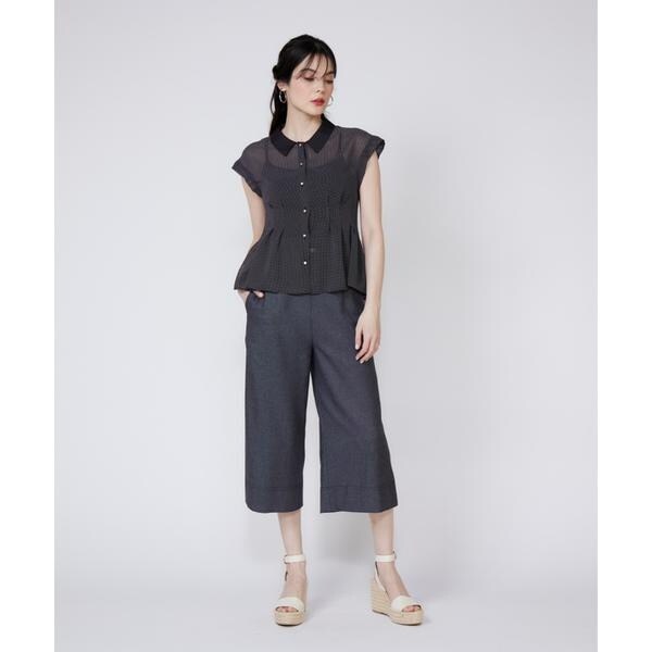 マーリエ ル カセット（Maglie le cassetto）/《大きいサイズ》衿配色シアードットブラウス