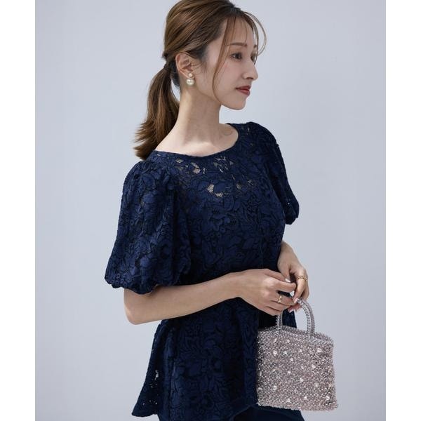 マーリエ ル カセット（Maglie le cassetto）/《M Maglie le cassetto×吉田理紗》シアーレースペプラムブラウス