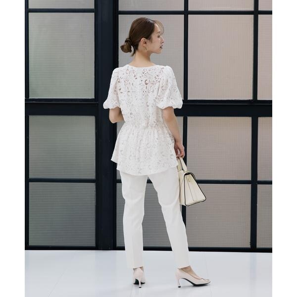 マーリエ ル カセット（Maglie le cassetto）/《M Maglie le cassetto×吉田理紗》シアーレースペプラムブラウス