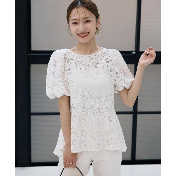 マーリエ ル カセット（Maglie le cassetto）/《M Maglie le cassetto×吉田理紗》シアーレースペプラムブラウス