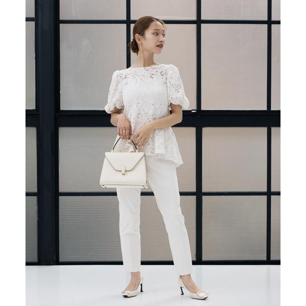 マーリエ ル カセット（Maglie le cassetto）/《M Maglie le cassetto×吉田理紗》シアーレースペプラムブラウス