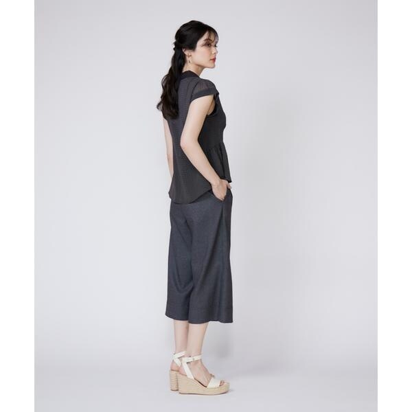 マーリエ ル カセット（Maglie le cassetto）/《プラスサイズ》衿配色シアードットブラウス