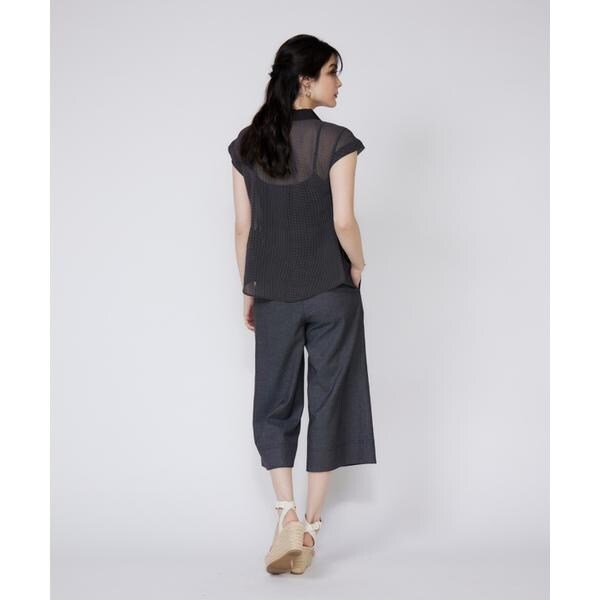 マーリエ ル カセット（Maglie le cassetto）/《プラスサイズ》衿配色シアードットブラウス