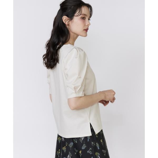 マーリエ ル カセット（Maglie le cassetto）/《大きいサイズ》袖パールカットソー