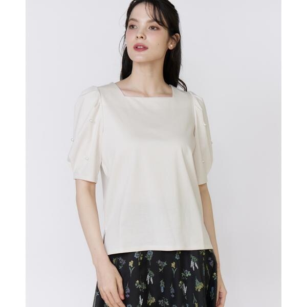 マーリエ ル カセット（Maglie le cassetto）/《大きいサイズ》袖パールカットソー