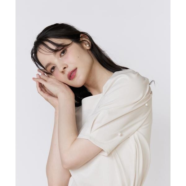 マーリエ ル カセット（Maglie le cassetto）/《大きいサイズ》袖パールカットソー