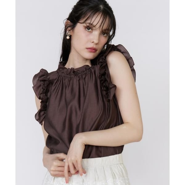 マーリエ ル カセット（Maglie le cassetto）/シャイニーフリルブラウス