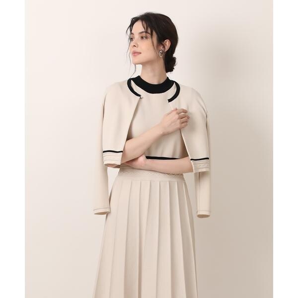 マーリエ ル カセット（Maglie le cassetto）/《大きいサイズ》バイカラーボレロカーディガン《M Maglie le cassetto》