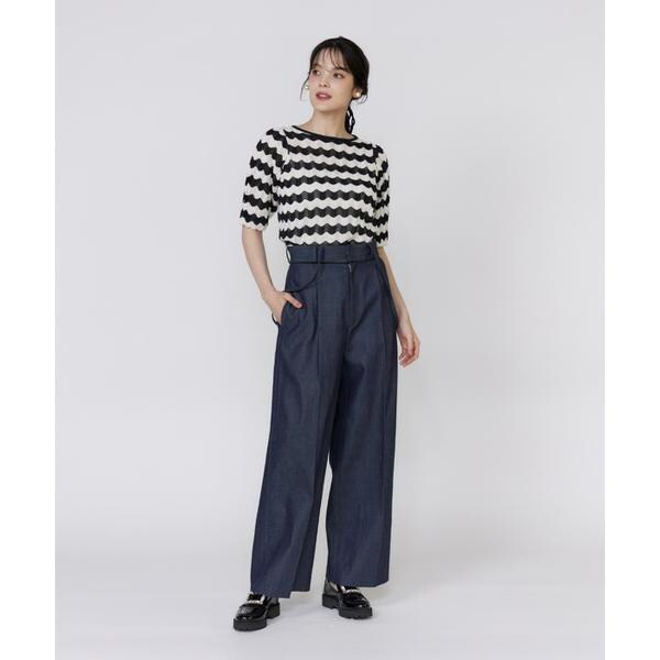 マーリエ ル カセット（Maglie le cassetto）/《大きいサイズ》透かしボーダーニット