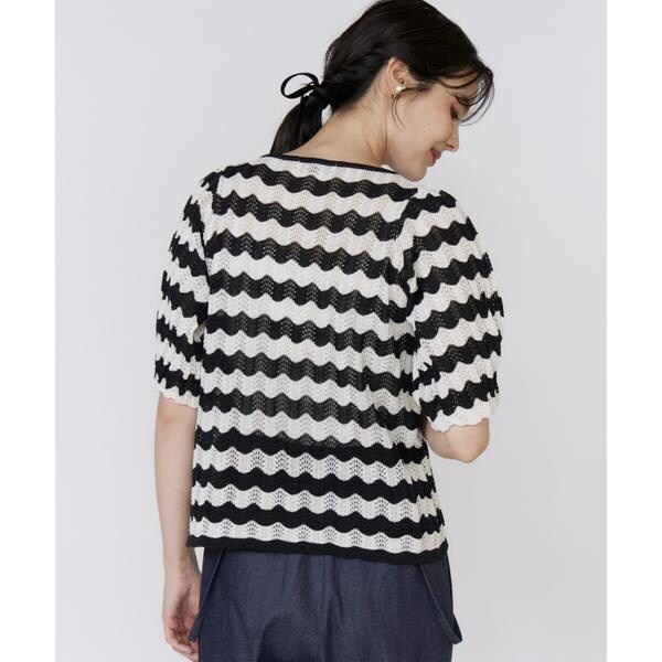 マーリエ ル カセット（Maglie le cassetto）/《大きいサイズ》透かしボーダーニット