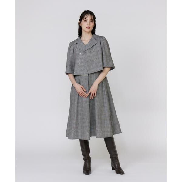 マーリエ ル カセット（Maglie le cassetto）/《大きいサイズ》グレンチェックミニマムジャケット