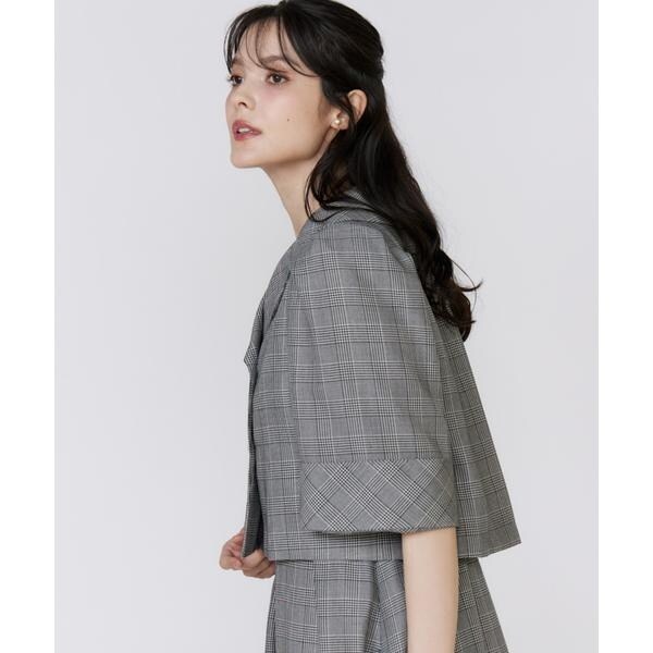マーリエ ル カセット（Maglie le cassetto）/《大きいサイズ》グレンチェックミニマムジャケット