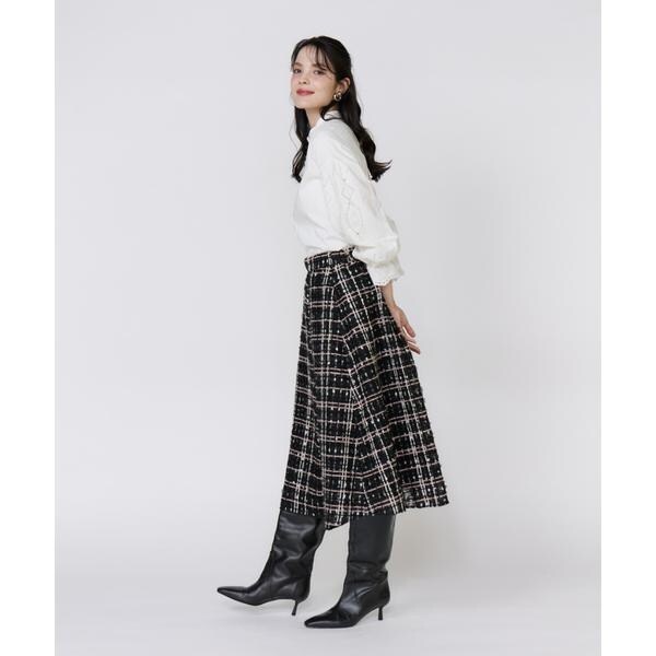 マーリエ ル カセット（Maglie le cassetto）/《大きいサイズ》チュールチェックタックスカート