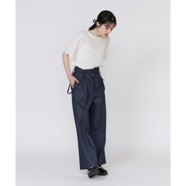 マーリエ ル カセット（Maglie le cassetto）/《大きいサイズ》シャドーストライプレースブラウス