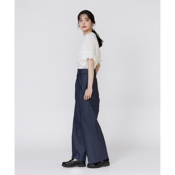 マーリエ ル カセット（Maglie le cassetto）/《プラスサイズ》シャドーストライプレースブラウス