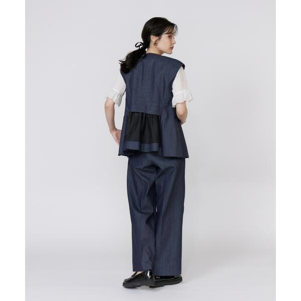 マーリエ ル カセット（Maglie le cassetto）/《プラスサイズ》シャドーストライプレースブラウス