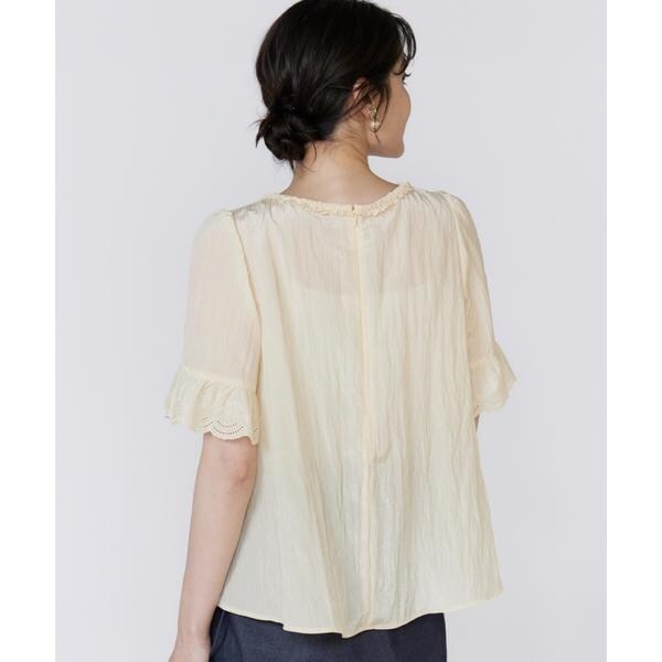 マーリエ ル カセット（Maglie le cassetto）/《プラスサイズ》シャドーストライプレースブラウス