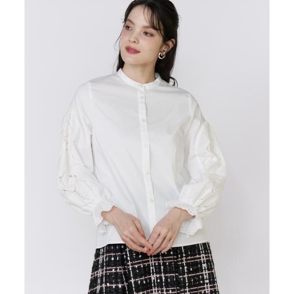 マーリエ ル カセット（Maglie le cassetto）/《美人百花9月号掲載》刺繍レースドッキングブラウス