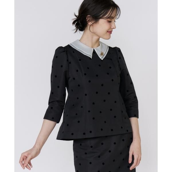 マーリエ ル カセット（Maglie le cassetto）/《M Maglie le cassetto》ドットフロッキーシアー付け衿ブラウス