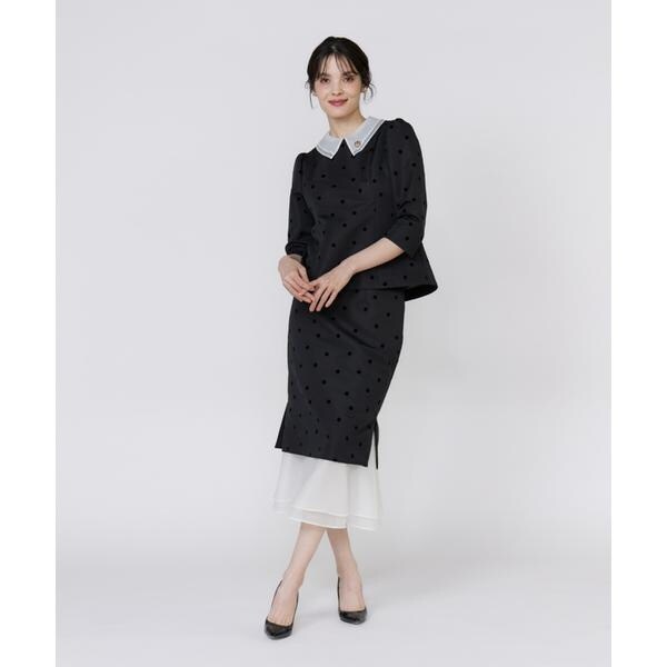 マーリエ ル カセット（Maglie le cassetto）/《M Maglie le cassetto》ドットフロッキーシアー付け衿ブラウス