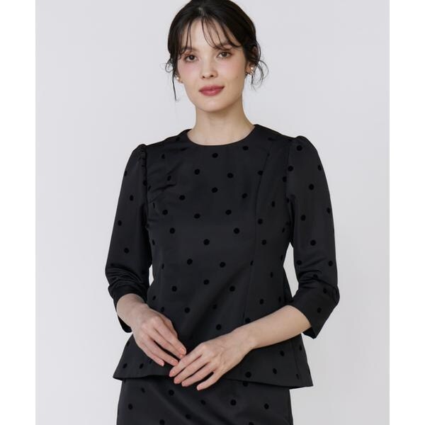 マーリエ ル カセット（Maglie le cassetto）/《M Maglie le cassetto》ドットフロッキーシアー付け衿ブラウス