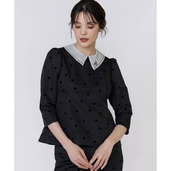 マーリエ ル カセット（Maglie le cassetto）/《M Maglie le cassetto》ドットフロッキーシアー付け衿ブラウス