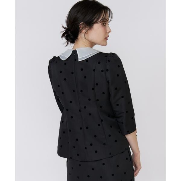 マーリエ ル カセット（Maglie le cassetto）/《M Maglie le cassetto》ドットフロッキーシアー付け衿ブラウス