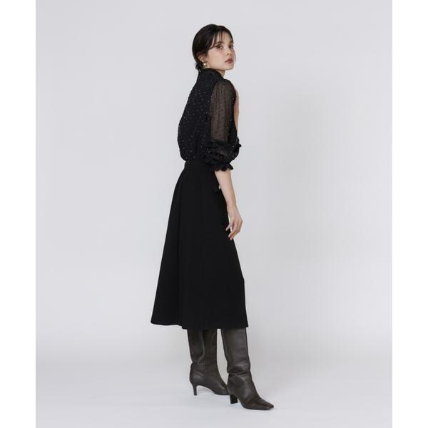 マーリエ ル カセット（Maglie le cassetto）/《プラスサイズ》ドットラメ楊柳ジャガードブラウス