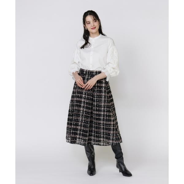 マーリエ ル カセット（Maglie le cassetto）/《大きいサイズ》刺繍レースドッキングブラウス