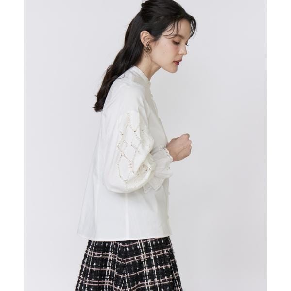 マーリエ ル カセット（Maglie le cassetto）/《大きいサイズ》刺繍レースドッキングブラウス